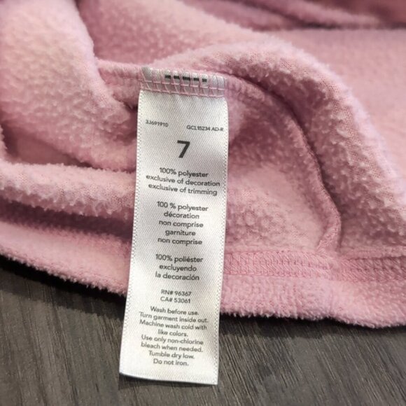 3/$20 OSHKOSH Full Zip Fleece Sweater Baby Pink Heart Collared Girls Jacket - Picture 9 of 10